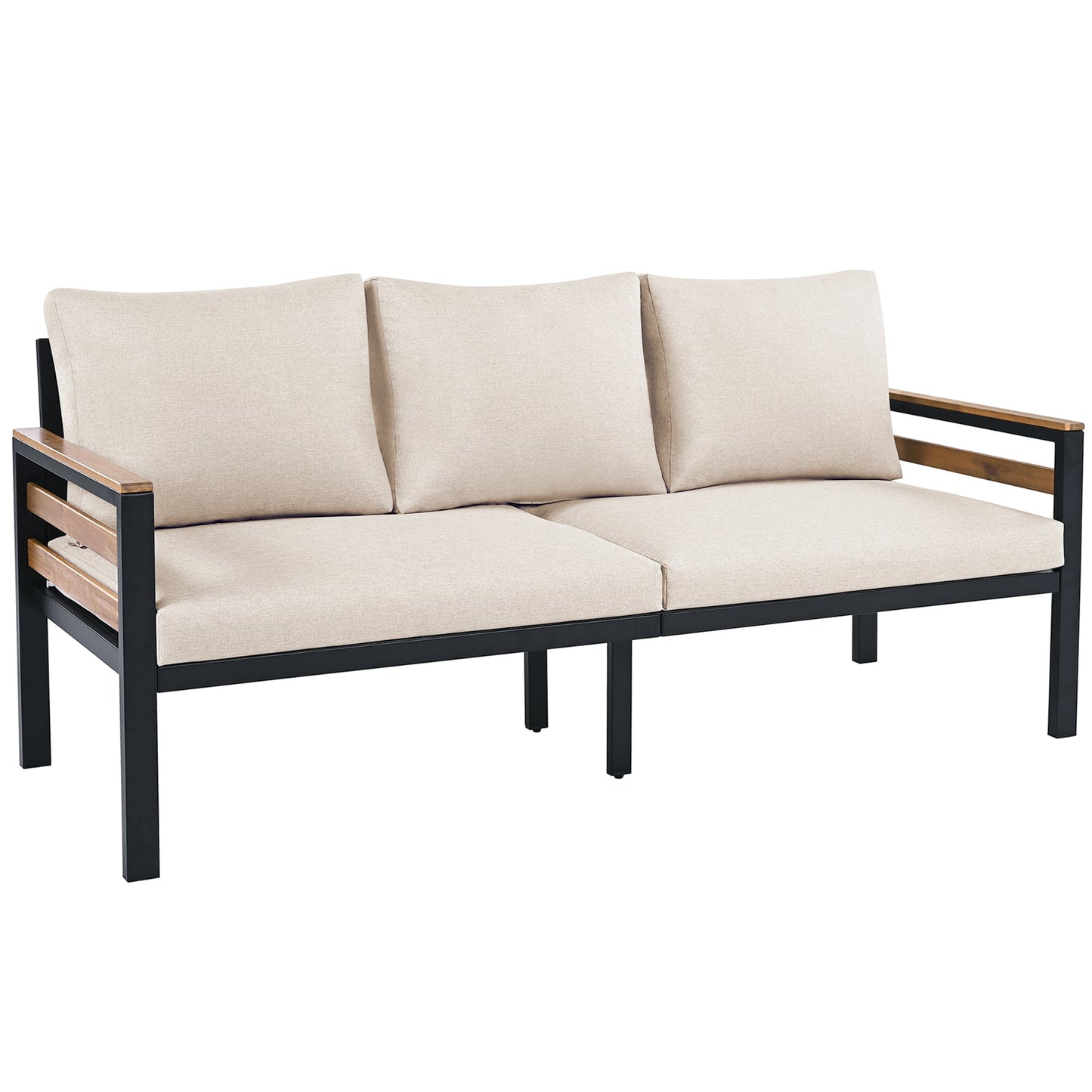 4-Piece Outdoor Furniture Sofa Set for 5 People with Acacia Wood