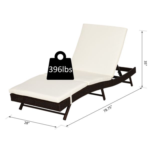 Outsunny Adjustable Patio Pool Wicker Chaise Lounge Rattan Furniture