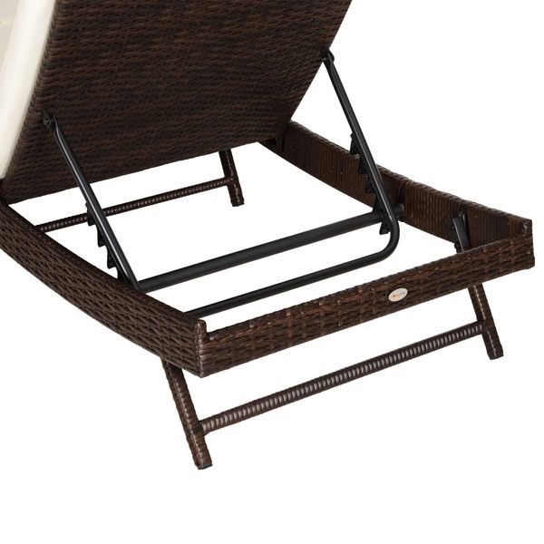 Outsunny Adjustable Patio Pool Wicker Chaise Lounge Rattan Furniture